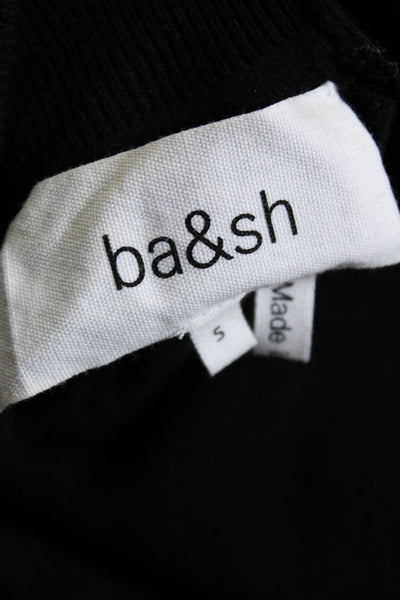Ba&Sh Womens Ruffled Puffy Sleeves Turtleneck Sweater Black Size Small