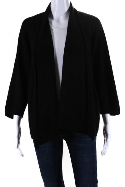 White + Warren Womens Cashmere Short Sleeves Wrap Sweater Black Size Extra Small