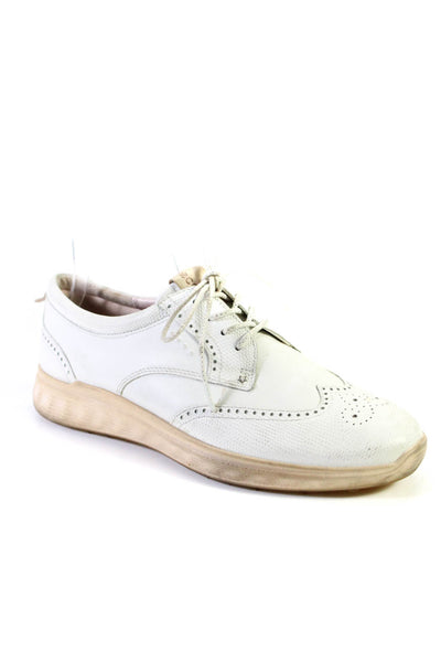 ECCO Womens White Textured Brogue Lace Up Oxford Sneakers Shoes Size 9.5