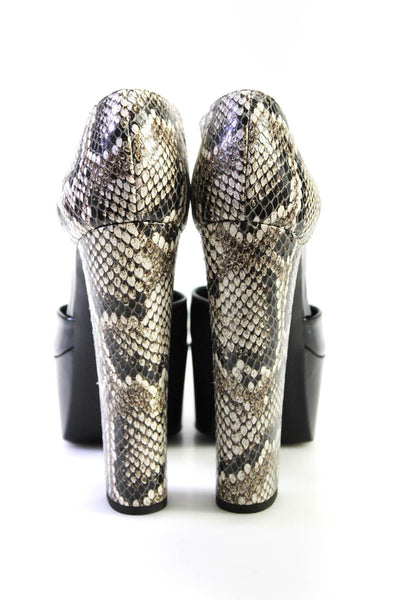 Giuseppe Zanotti Womens Black Brown Python Skin Platform Heels Shoes Size 10