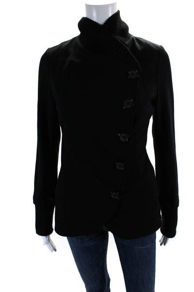 Bailey 44 Womens Sweater Trim Long Sleeves Button Down Jacket Black Size Small
