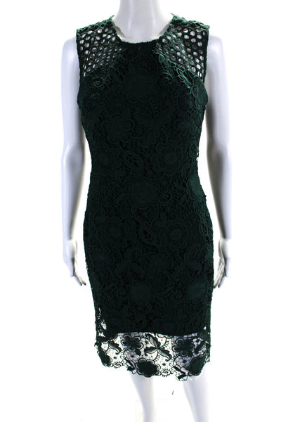 Dress by Vera Wang Womens Crochet Sleeveless Sheath Dress Green Size 2