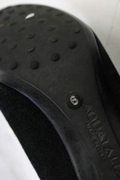 Aquatalia Womens Suede Snakeskin Print Trim Back Zipper Ankle Boots Black Size 6