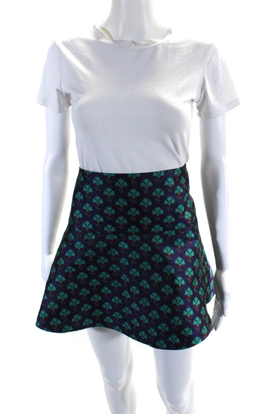 Club Monaco Womens Mistletoe Print Flared Hem Short A-Line Skirt Purple Size 4