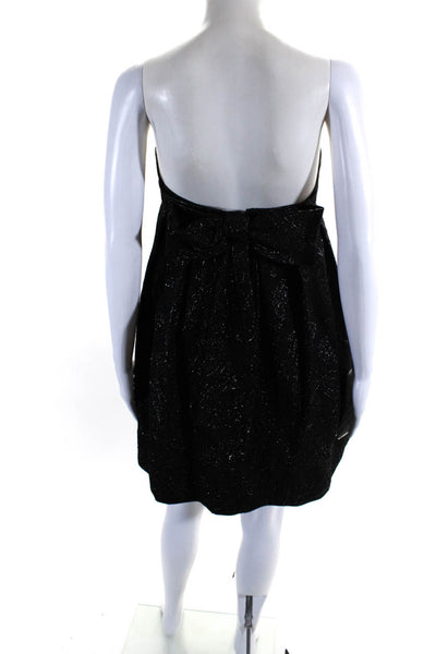 Jill Stuart Cocktail Womens Strapless Brocade Pleated Mini Dress Black Size 2