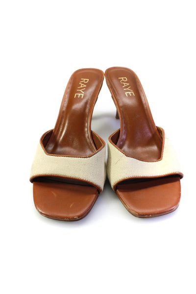 Raye Womens Cream/Brown Square Toe Mules Sandals Shoes Size 7
