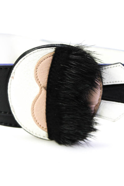 Fendi Womens Black White Leather Karlito 35" Handbag Strap