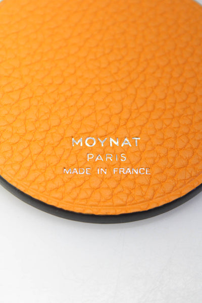 Moynat Womens Blue Orange Grain Leather Round Mermaid Handbag Tag
