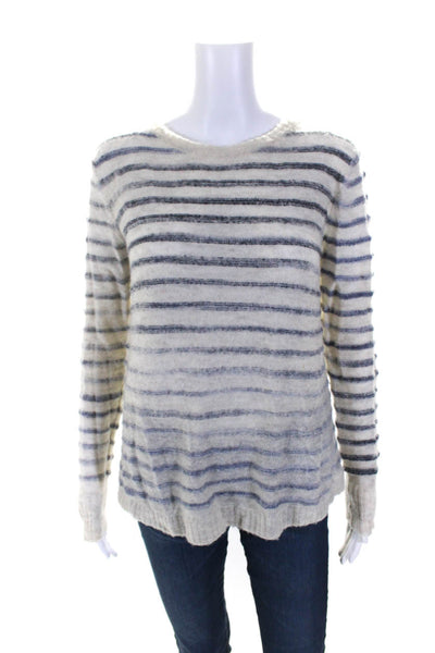 Pam & Gela Womens Wool Striped Print Backless Long Sleeve Sweater White Size S