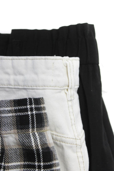 Zara Womens Buttoned Plaid Tapered Straight Pants Jeans White Size S 6 Lot 3