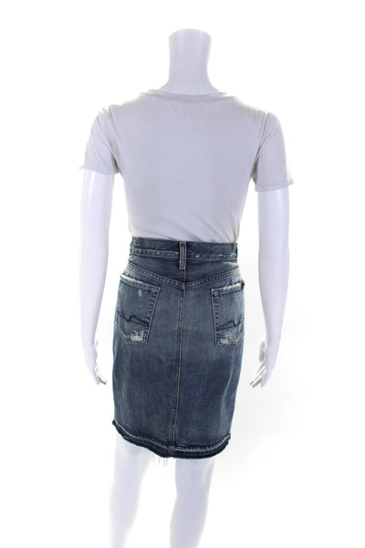 Joes 7 For All Mankind Womens Buttoned Midi Denim Skirt Blue Size 27 29 Lot 2