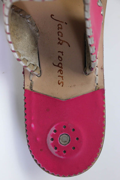 Jack Rogers Womens Leather Open Back Slide On Thong Sandals Pink Size 6