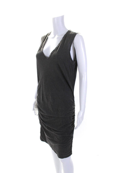 Standard James Perse Womens Cotton V Neck Gathered Shift Dress Gray Size 3