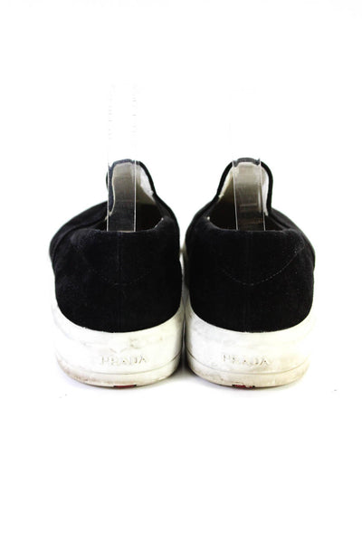 Prada Womens Suede Slip On Casual Flat Sneakers Black Size EU40 US8.5