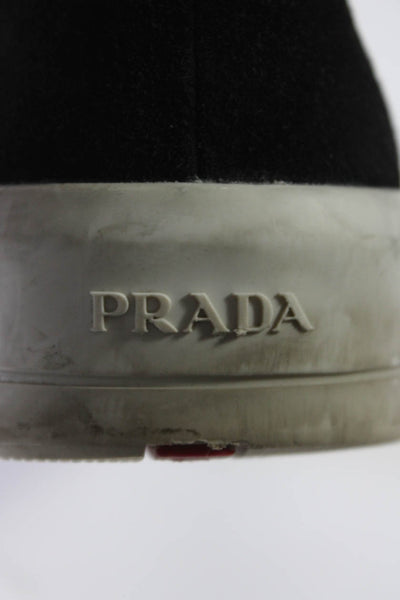 Prada Womens Suede Slip On Casual Flat Sneakers Black Size EU40 US8.5