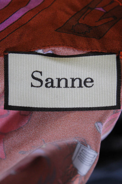 Sanne Womens Button Front 3/4 Sleeve Collared Silk Future Shirt Brown Size 10