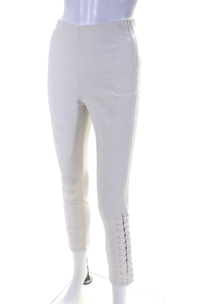 Derek Lam 10 Crosby Womens Back Zip Lace Up Trim Cropped Pants White Size 2