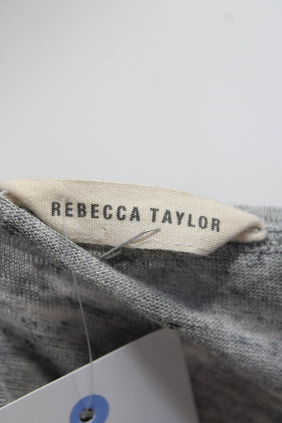 Rebecca Taylor Womens Sleeveless Round Neck Layered Knit Top Gray Size Small