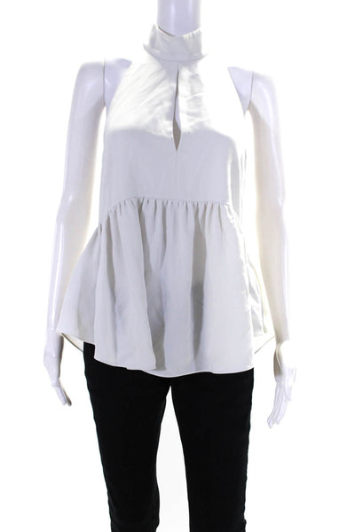 Elizabeth and James Womens Open Back Halter Ruffled Blouse White Size Small