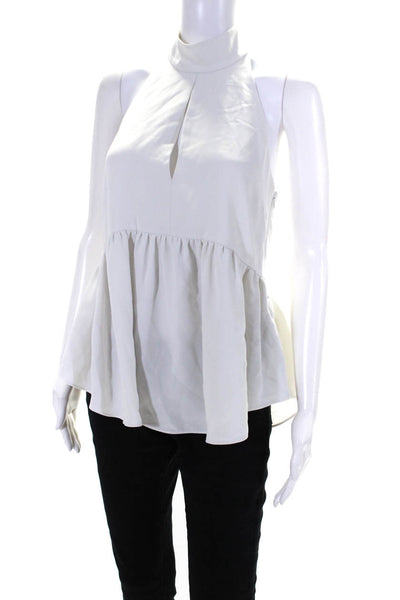 Elizabeth and James Womens Open Back Halter Ruffled Blouse White Size Small