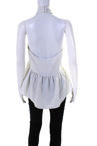 Elizabeth and James Womens Open Back Halter Ruffled Blouse White Size Small