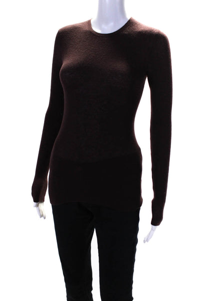 Vince Womens Long Sleeve Crew Neck Cashmere Knit Sweater Dark Red Extra Small