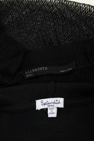 Splendid Allsaints Womens Full Zip Hoodie Thin Knit Cardigan Black Size S Lot 2