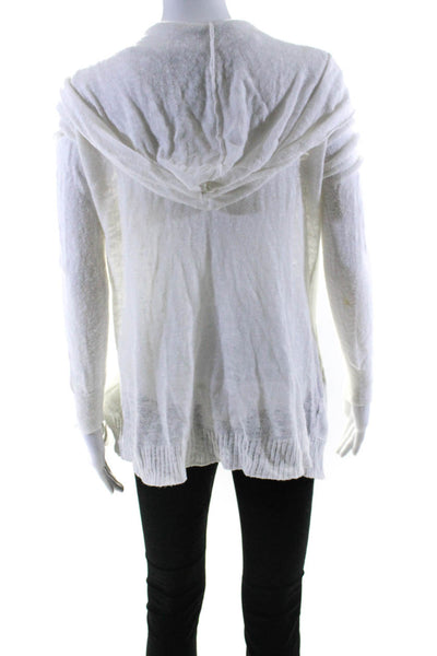 White + Warren Womens Cotton Long Sleeve Hooded Sweater Cardigan White Size S