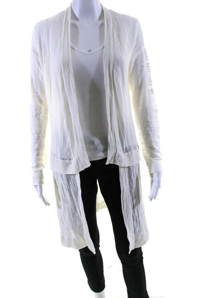 Kinross Womens Cotton Thin-Knit Draped Front Sweater Cardigan Ivory White Size S