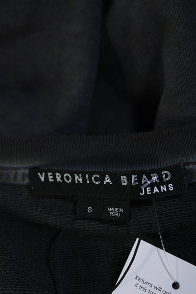 Veronica Beard Womens Cotton Terry Long Sleeve Crewneck Sweatshirt Black Size S