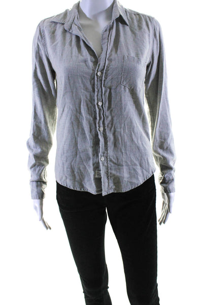 Frank & Eileen Womens Gray Cotton Long Sleeve Button Down Shirt Size XS