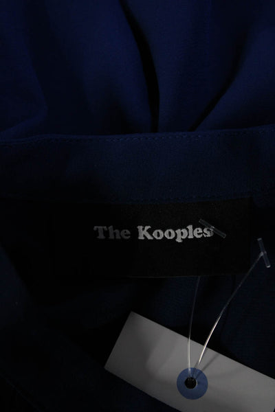 The Kooples Womens Blue Black Lace Long Sleeve Crew Neck Blouse Top Size XXS