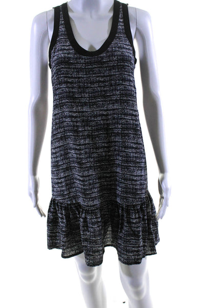 Joie Womens Black/White Silk Printed Scoop Neck Sleeveless A-Line Dress Size XS