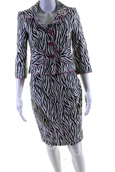 Cynthia Cynthia Steffe Womens White Zebra Print Blazer Skirt Set Size XS 4