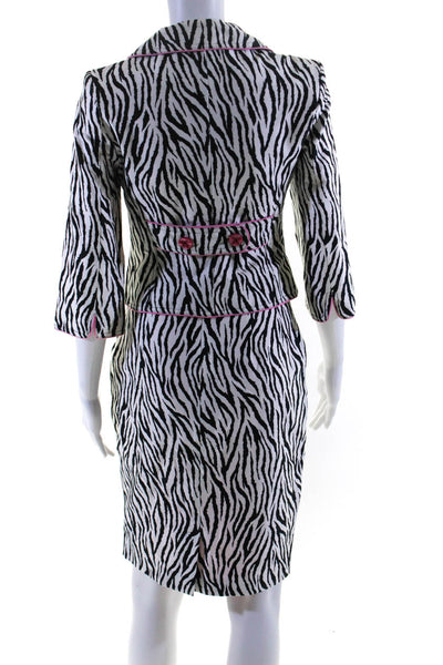 Cynthia Cynthia Steffe Womens White Zebra Print Blazer Skirt Set Size XS 4