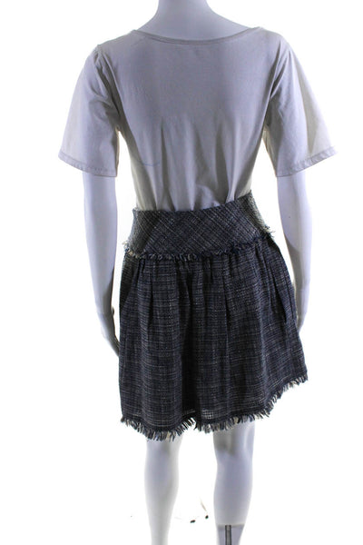BCBGMAXAZRIA Womens Blue Textured Double Breasted Blouse Skirt Set Size XS 0