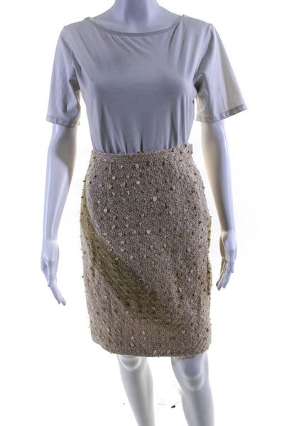 Douglas Hannant Womens Beige Textured Lined Knee Length Pencil Skirt Size 4