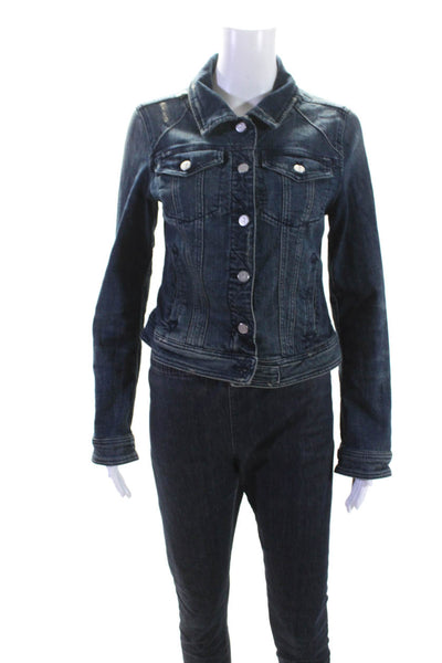 Pilcro and the Letterpress Anthropologie Womens Jean Jacket Blue Size Medium