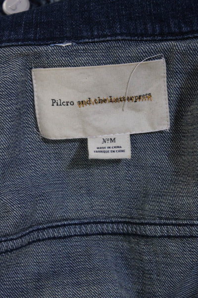 Pilcro and the Letterpress Anthropologie Womens Jean Jacket Blue Size Medium