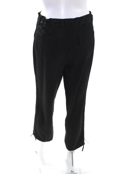Theory Womens Silk Ranee Lifestyle Drawstring Waist Pants Black Size 6