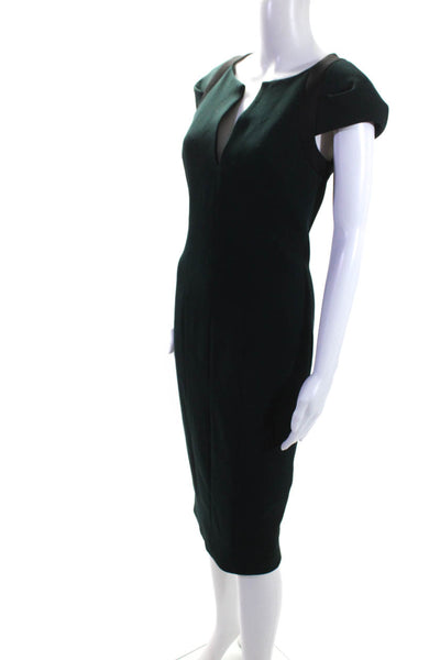 Amanda Wakeley Womens Short Sleeves Midi Pencil Dress Green Black Size 6