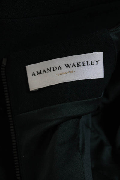 Amanda Wakeley Womens Short Sleeves Midi Pencil Dress Green Black Size 6