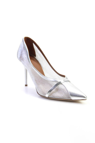 Malone Souliers Womens Leather Pointed Toe Pumps Silver Size 40.5 10.5