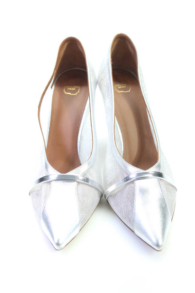 Malone Souliers Womens Leather Pointed Toe Pumps Silver Size 40.5 10.5