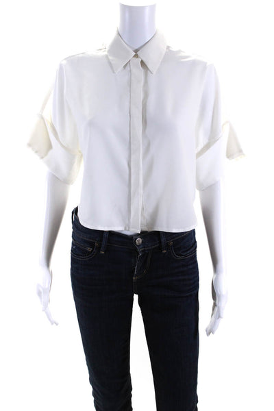 The Fifth Womens Collared Short Sleeve Button Up Blouse Top White Size XS