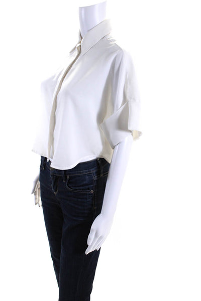 The Fifth Womens Collared Short Sleeve Button Up Blouse Top White Size XS