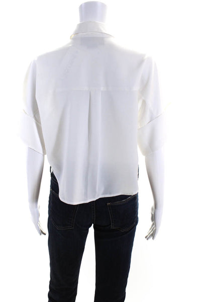 The Fifth Womens Collared Short Sleeve Button Up Blouse Top White Size XS