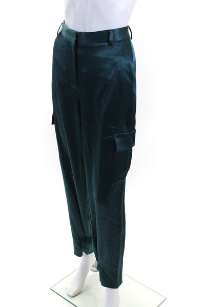 Babaton  Womens High Rise Straight Strap Leg Cargo Pants Teal Blue Size 6