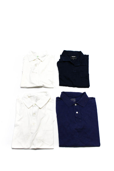 J Crew Men's Short Sleeves Collared Pockets Polo Shirt White Blue Size M Lot 4