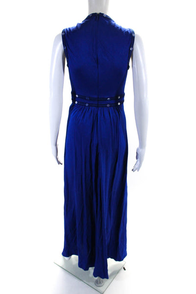 BCBGMAXAZRIA Women's Sleeveless Embellish Empire Waist Maxi Dress Blue Size M